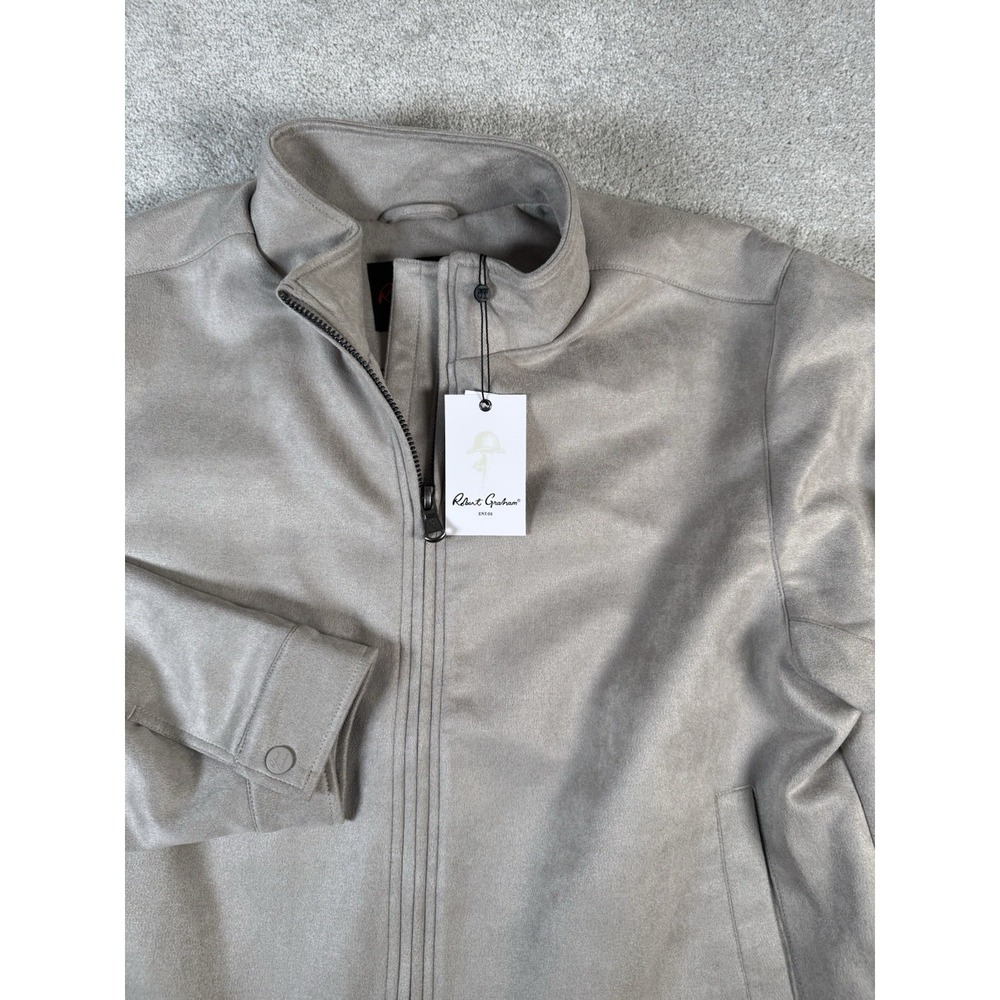 Robert Graham Men's XL Taupe Smooth Faux Suede Jacket NWT Dadcore Grandpacore